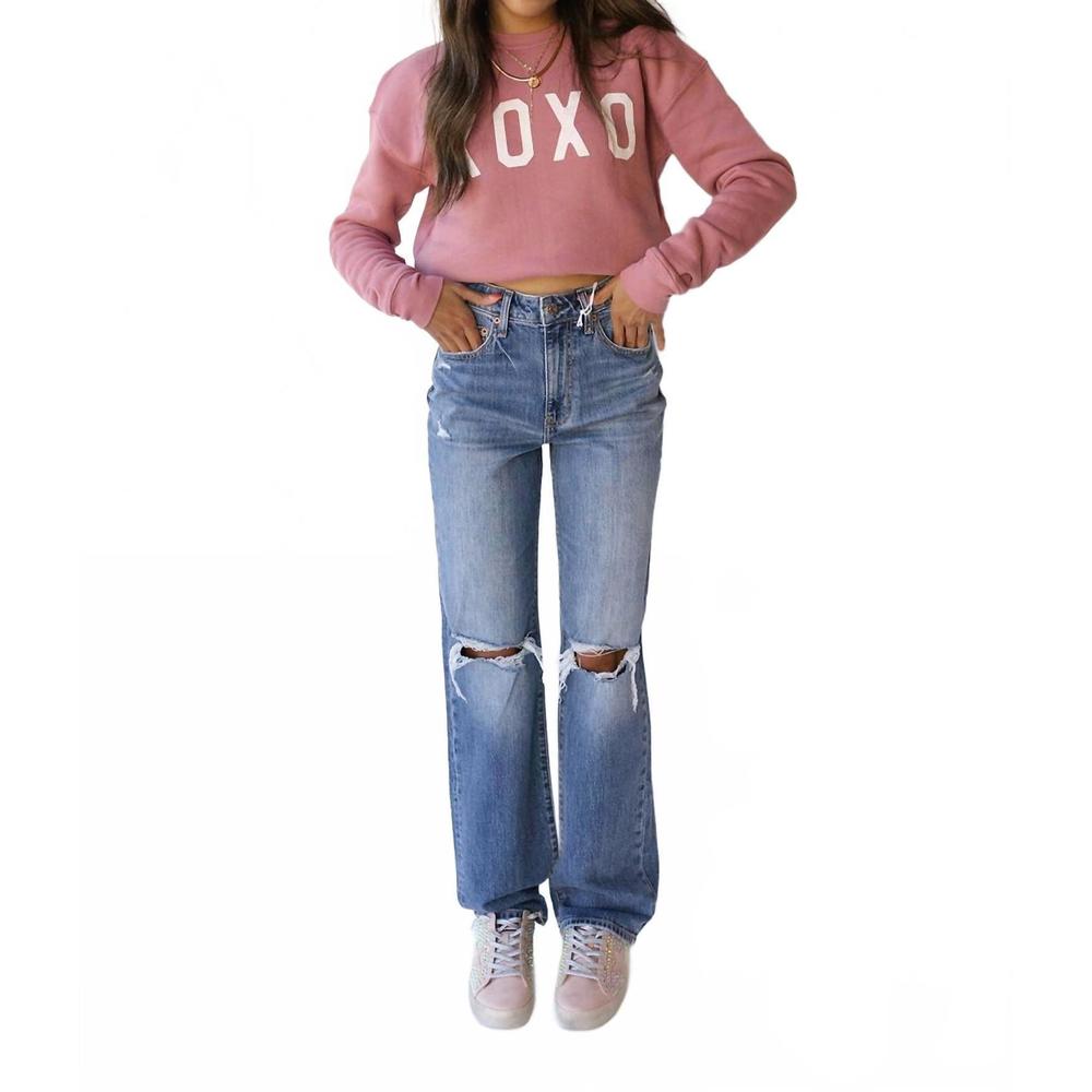 NEW OAT COLLECTIVE xoxo long sleeve sweatshirt in mauve